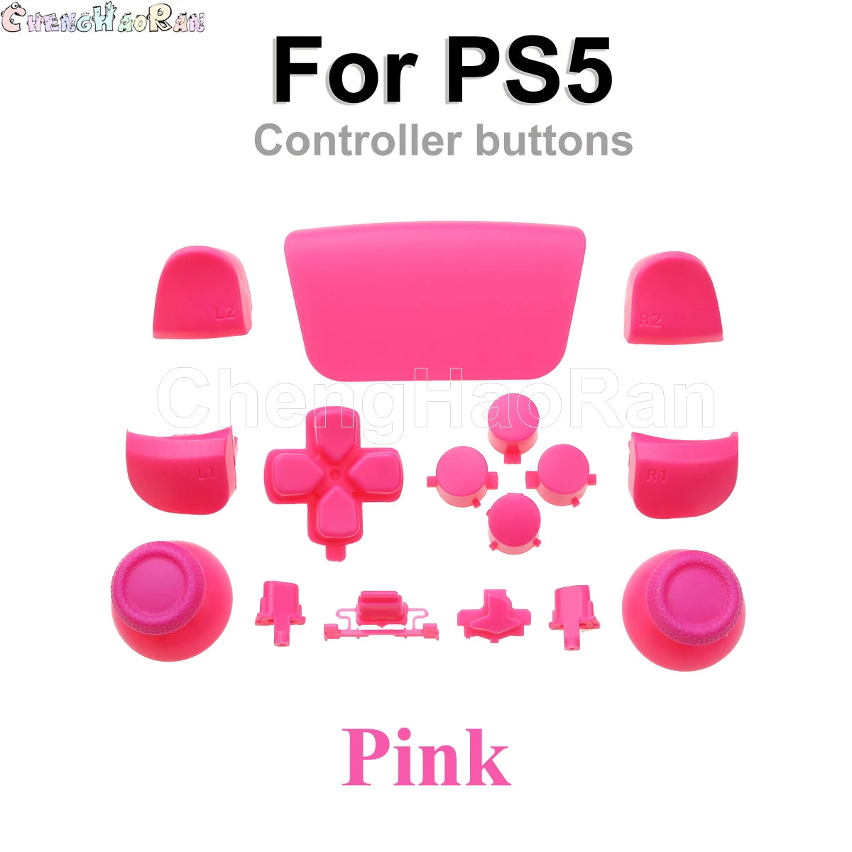 1set Chrome Joystick Key Replacement Shell Case Cover Cap for PS5 ABXY L1 L2 R1 R2 button Gamepad Handle Controller Accessories