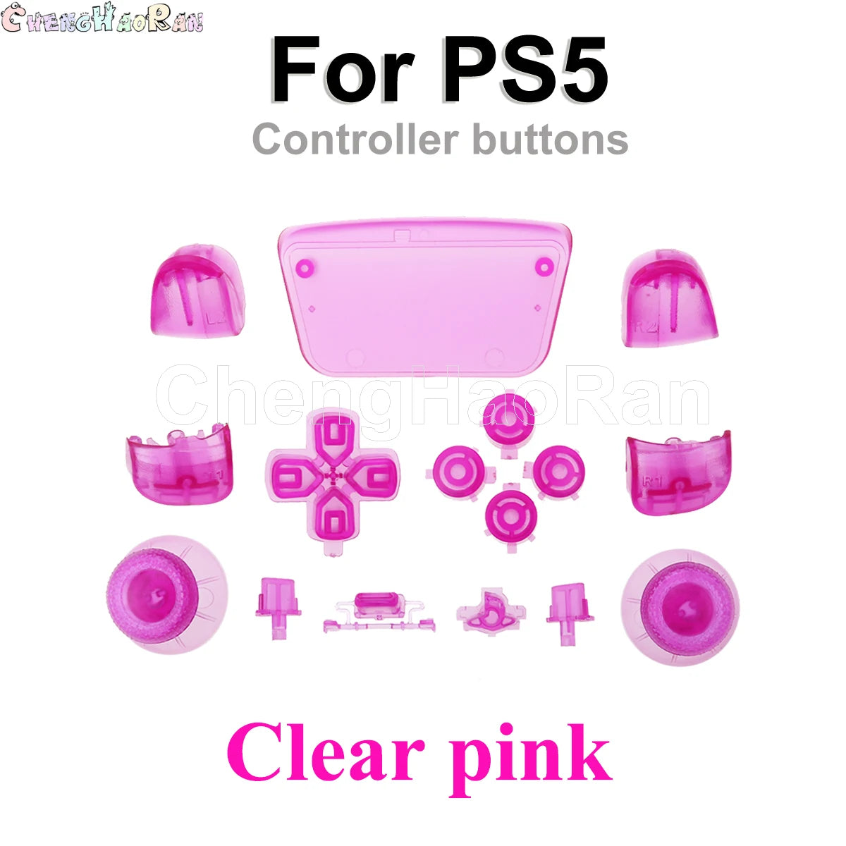 1set Chrome Joystick Key Replacement Shell Case Cover Cap for PS5 ABXY L1 L2 R1 R2 button Gamepad Handle Controller Accessories