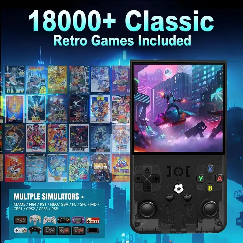 WDYQJE Gaming Console Handheld R36MAX Retro Handheld Game Console Linux System 4'' IPS Screen R36 Portable Pocket Video Player