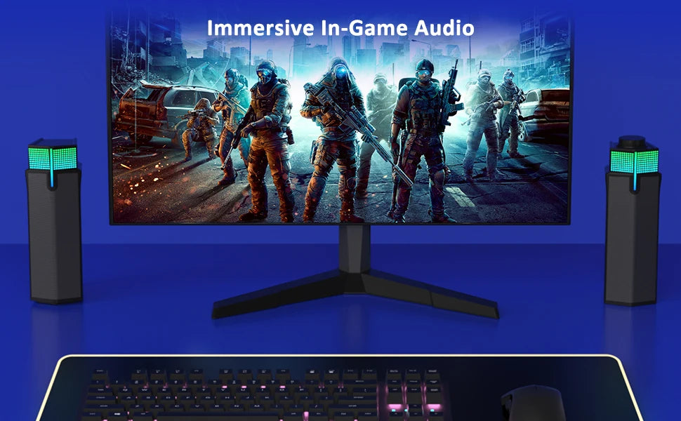 Jeecoo M20 Bluetooth Computer Speakers for PC Desktop Monitor, Wired USB-Powered,Combine/Separate to Customize Your Desk