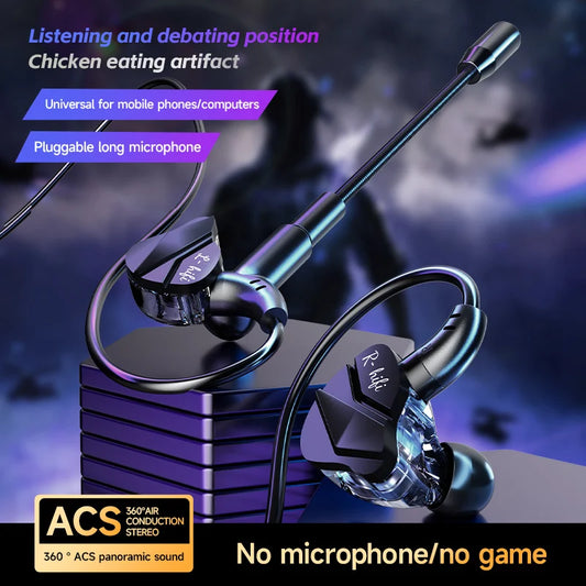 Gamer Gaming Headphones with HD Microphone 3.5mm&TypeC In-ear Headphones Wired Earphone HiFi Stereo Headset for IPhone Samsung