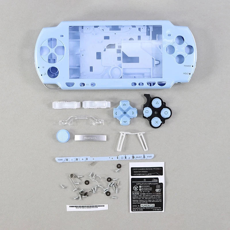 1SET For PSP 2000 Full Housing Shell Cover Case with Button Kit Replacement Label Sticker Top Bottom Faceplate for PSP2000 Game