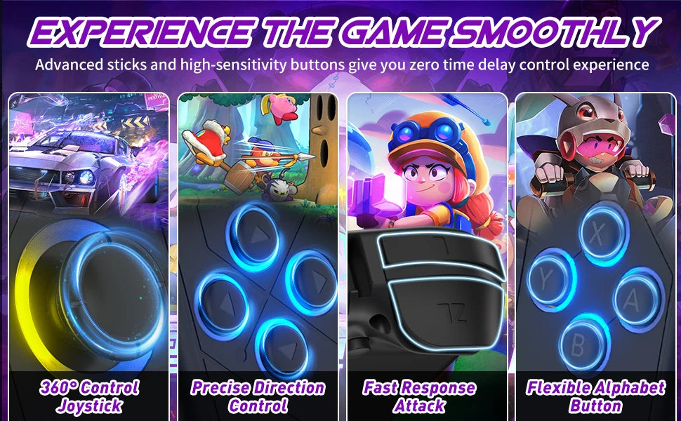 Gamepad Controller Joy Pad For Nintendo Switch/Led Lite/Pc Joystick Wireless Rgb Grip Support Wake-Up And Turbo Function 6 Axis