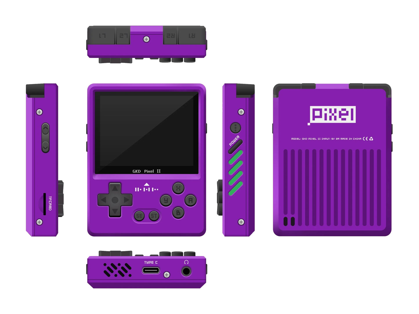 GKD Pixel2 Retro Handheld Game Console Portable Game Console 640x480Ips Rk3326s Metal CNC Body 2.4" IPS Screen Man Birthday Gift