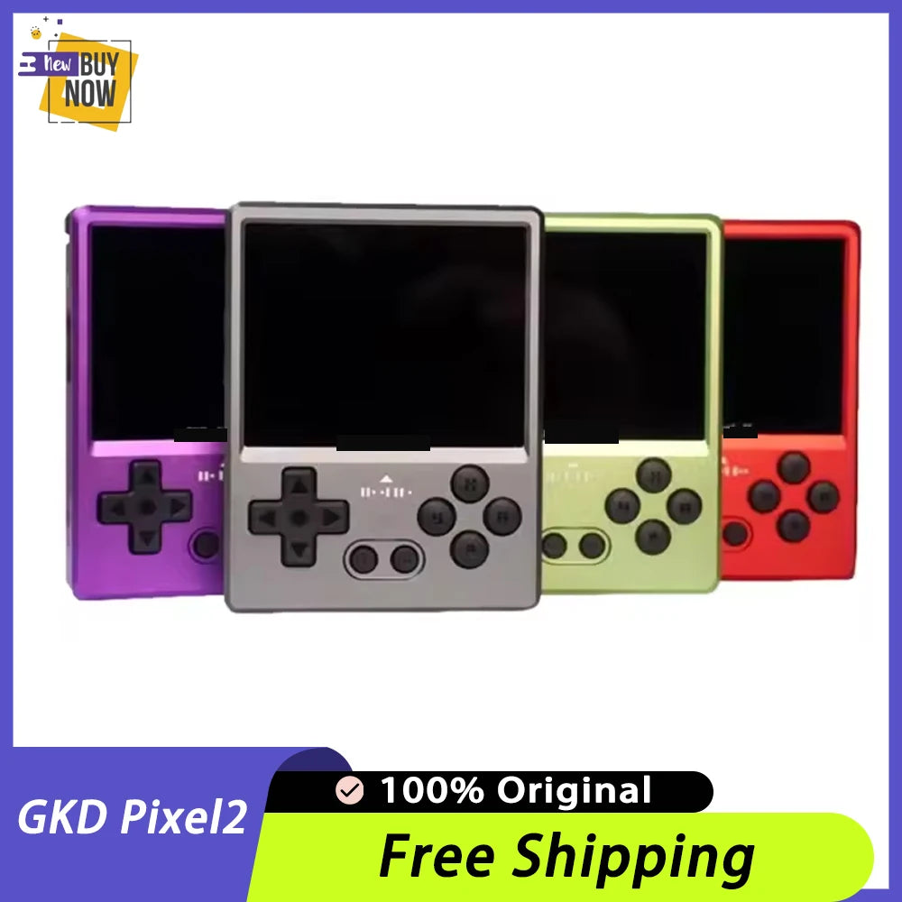 GKD Pixel2 Retro Handheld Game Console Portable Game Console 640x480Ips Rk3326s Metal CNC Body 2.4" IPS Screen Man Birthday Gift