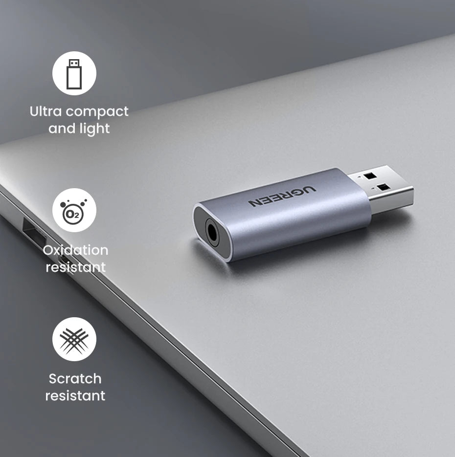 UGREEN USB Sound Card Audio Interface USB Sound Card for Laptop PC PS4 Earphone Microphone Audio Card USB External Sound Card
