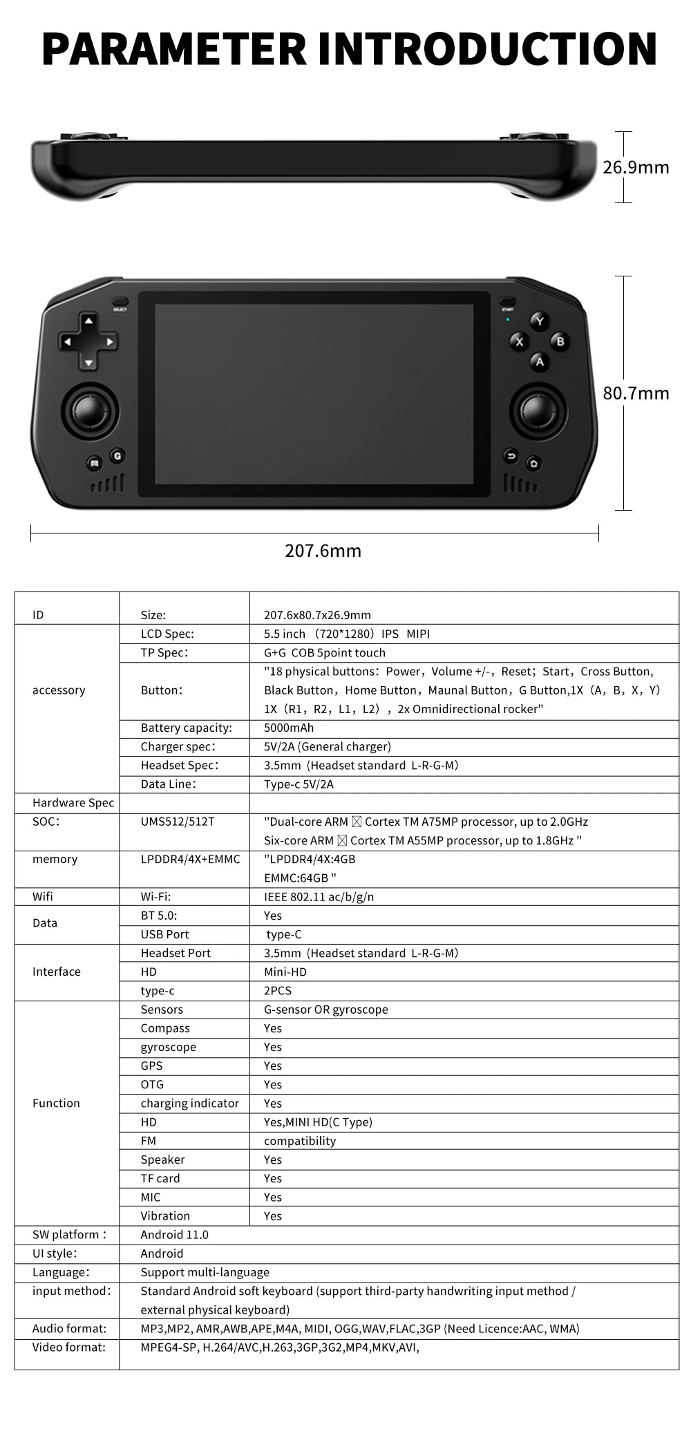 Powkiddy X28 Android 11 Unisoc Tiger T618 5.5 Inch Touch IPS Screen Handheld Retro Game Console Google Store
