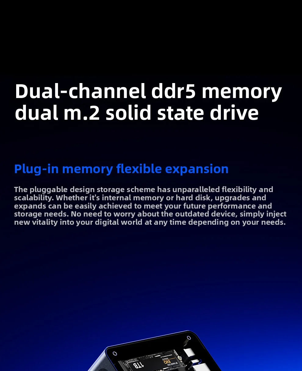 AOOSTAR G-FLIP Intel Core Ultra 5 155H Mini PC Windows 11 DDR5 Dual Channel NVMe M.2 SSD WIFI7 Desktop Office Gaming Computer