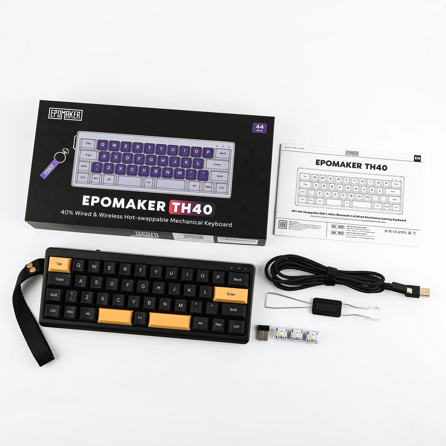 EPOMAKER TH40 QMK/VIA Ultra-Compact 40% Layout Hot-Swap Gasket-mounted Type-C Wired/Bluetooth/2.4G Wireless Mechanical Keyboard