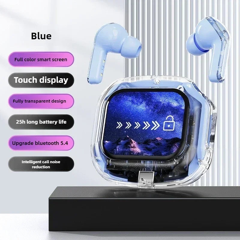 Wireless Bluetooth-compatible Earphones Intelligent Touch Color LCD Screen TWS Earbuds HIFI Noise Reduction Stereo Earphones