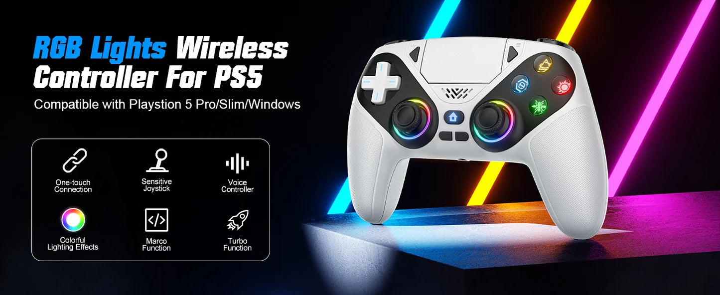 For Playstation 5 Wireless Controller For Ps5 Pc Console Controller With Turbo Dual Sense Vibrate Programming Bluetooth Gamepad
