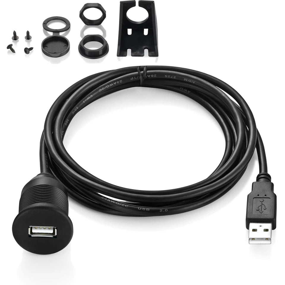 Bochara USB 3.0 USB 2.0 Male to Female Extension DashBoard Cable With Flush Mount Panel For Car Truck Boat Motorcycle 1m 2m