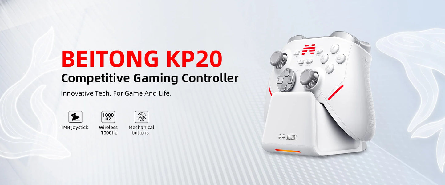 BEITONG Kunpeng20/KP20 Wireless Game Controller TMR Joysticks Hall Effect Triggers Gamepad for PC/Switch/iOS/Android/Steam Deck