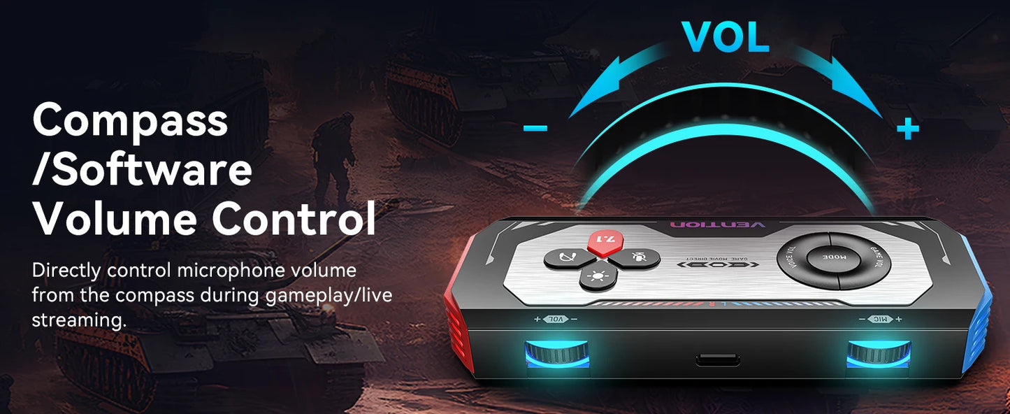 Vention External USB Computer Sound Card 7.1 Channel for Gaming External Audio Amplifier USB Adapter Plug and Play for PC Laptop