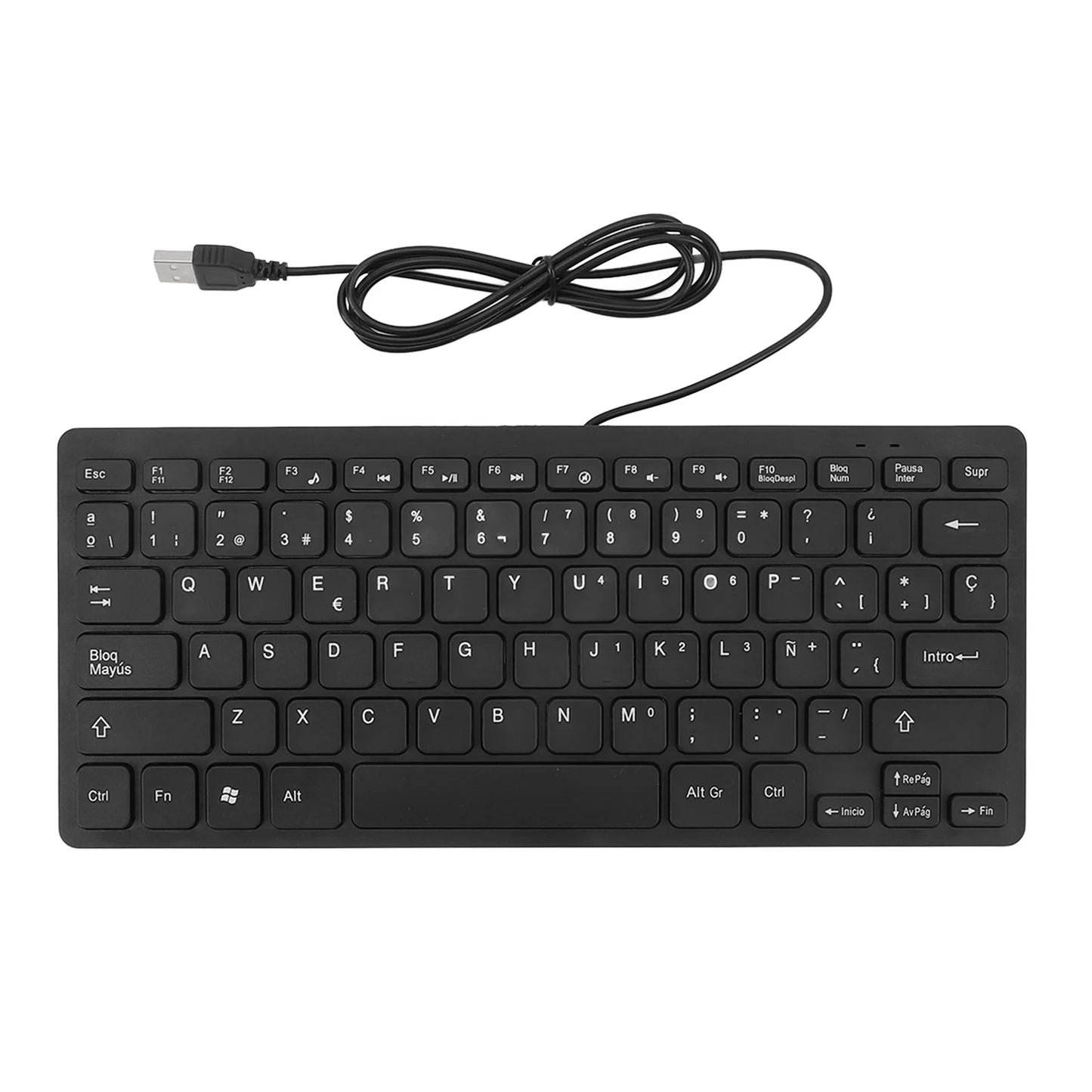 78 Keys USB Wired Keyboard Ultra Thin German French Spanish Language Keyboard Plug and Play for PC Laptops Computer