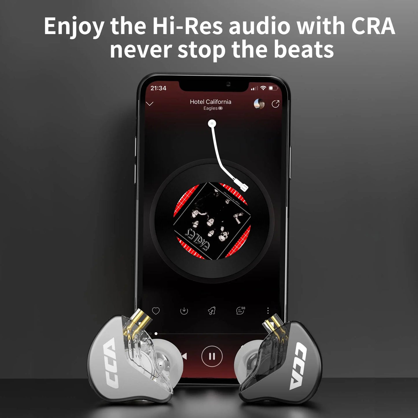 CCA CRA In Ear Headphones Ultra-Thin Diaphragm Dynamic Driver IEM Earphones Bass Wired Gaming Earbuds with Detachable Cable
