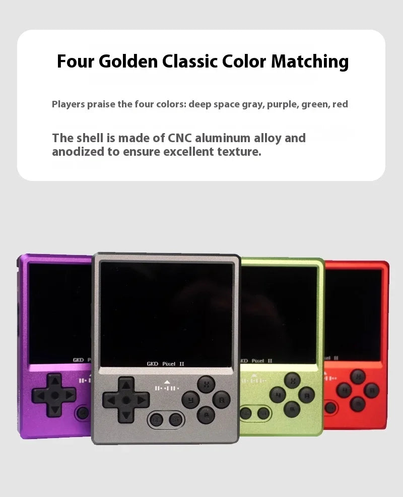 GKD Pixel2 Retro Handheld Game Console Portable Game Console 640x480Ips Rk3326s Metal CNC Body 2.4" IPS Screen Man Birthday Gift
