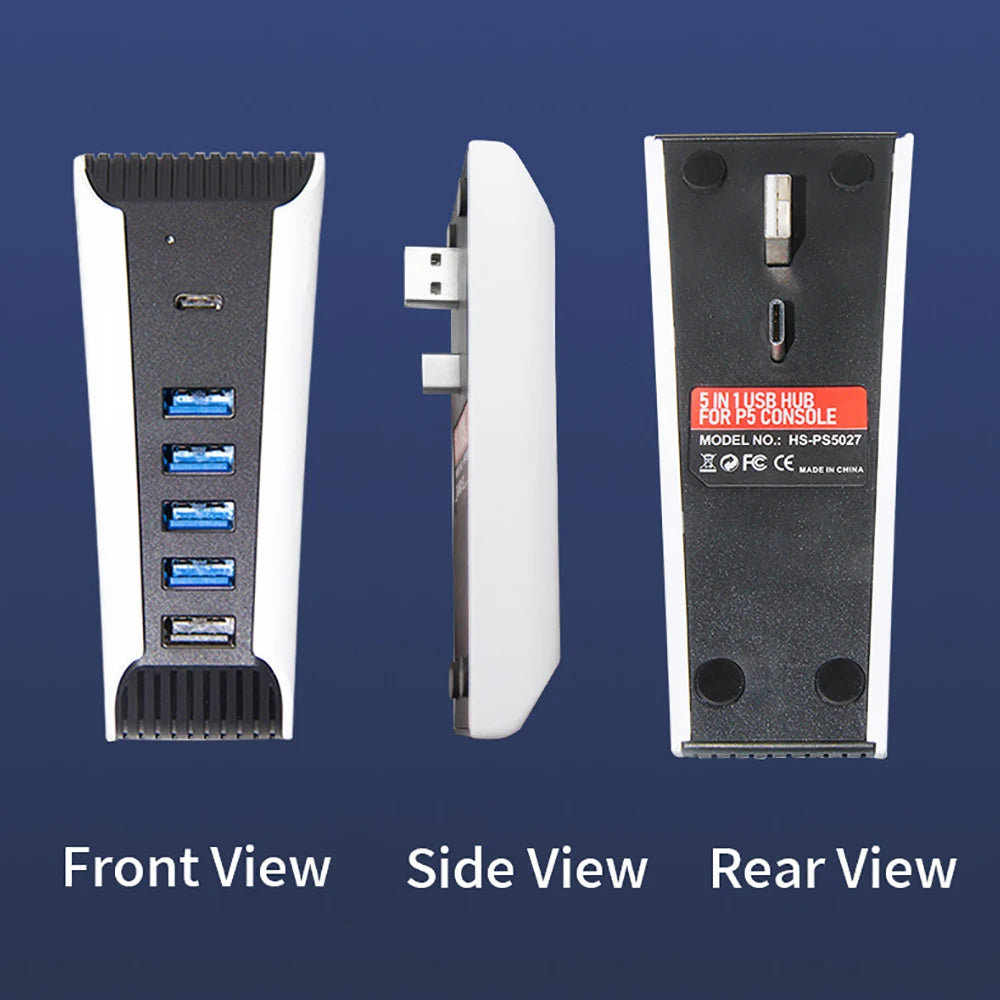 for PS 5 PS5 Console USB Hub 1 to 5 USB2.0 Splitter Expander HUB Adapter 5 Ports for Play Station PS5 Game Host Accessories