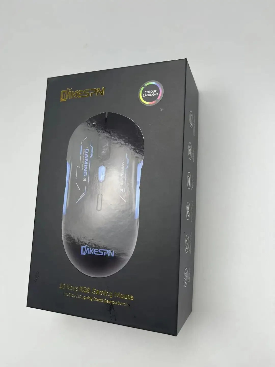 MKESPN W12 10-button Macro Gaming Mouse Both Hand Wireless Bluetooth Multi-channel Tri-mode Large RGB Ergonomic Ambidextrous