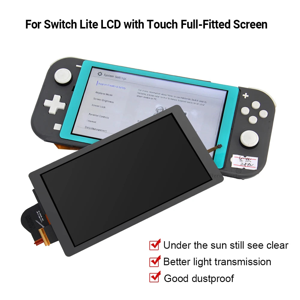 White-silver Black-gray LCD Screen w Touch Screen Full-Fitted Assembly Digitizer Replacement LCD Touch Display for Switch Lite