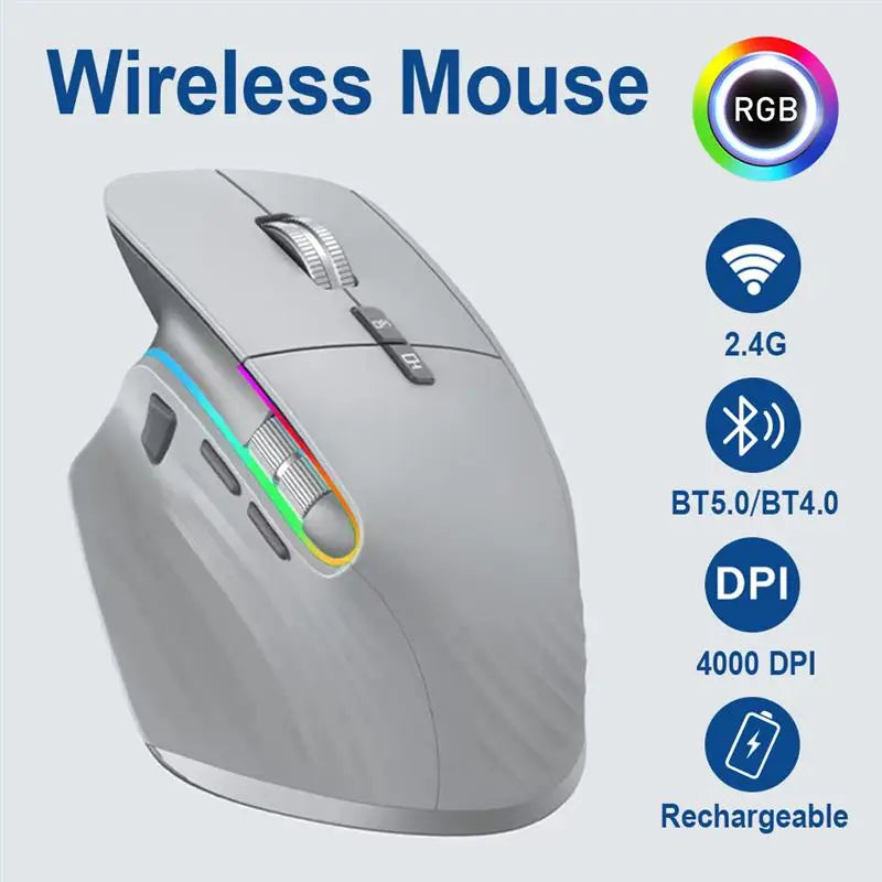 VICTSING M10 2.4G+Bluetooth wireless mouse Rechargeable office business 2.4G Wireless Ergonomic Mouse 4000DPI For PC Laptop
