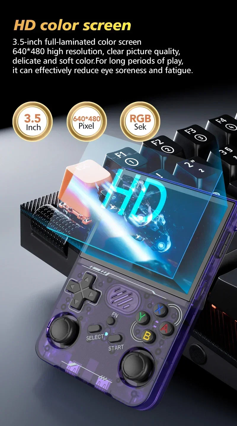 BOYHOM 256G R36XX Hand-held Game Consoles Video player 3.5-inch IPS 640*480 Screen Retro Game Player 3000 mAh128G/64G Games