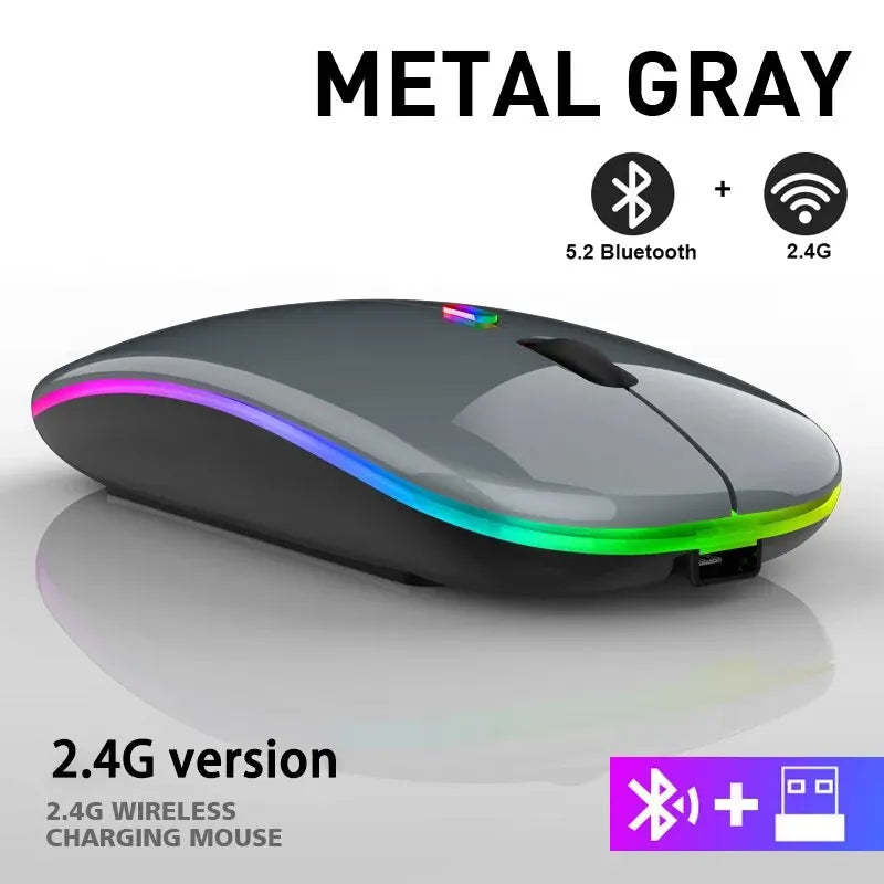 Wireless Mouse RGB Rechargeable Bluetooth Mice Wireless Computer LED Backlit Ergonomic Gaming Mouse for Laptop PC 3600DPI