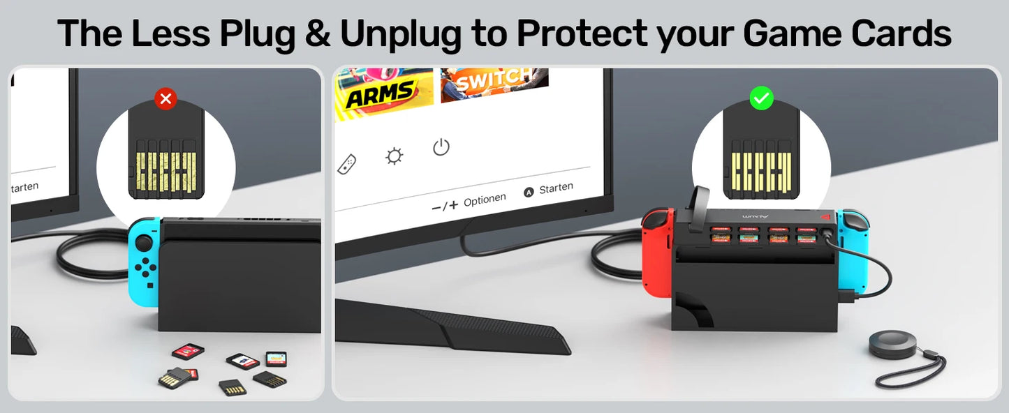 Alxum D1100B For Nintendo Switch Game Card Reader with Wireless Remote Gaming Gamers Accessories Plug & Play USB Powered Black