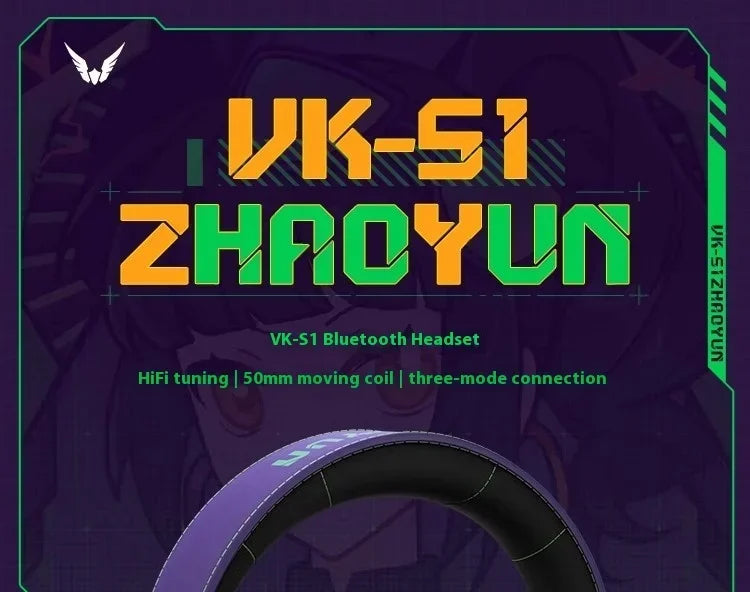 VALKYRIE  VK S1 Gaming Headphones 3-Mode Wireless Bluetooth HiFi 50mm Large Dynamic Low Latency Esports Chip Custom Earphones