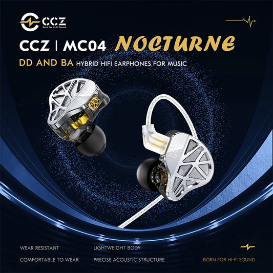 In-Ear HiFi Earphones CCZ MC04 DD&BA Hybrid Wired Headphones Stereo Bass Gaming Headsets Monitor Detachable 0.78mm 2Pin Cable