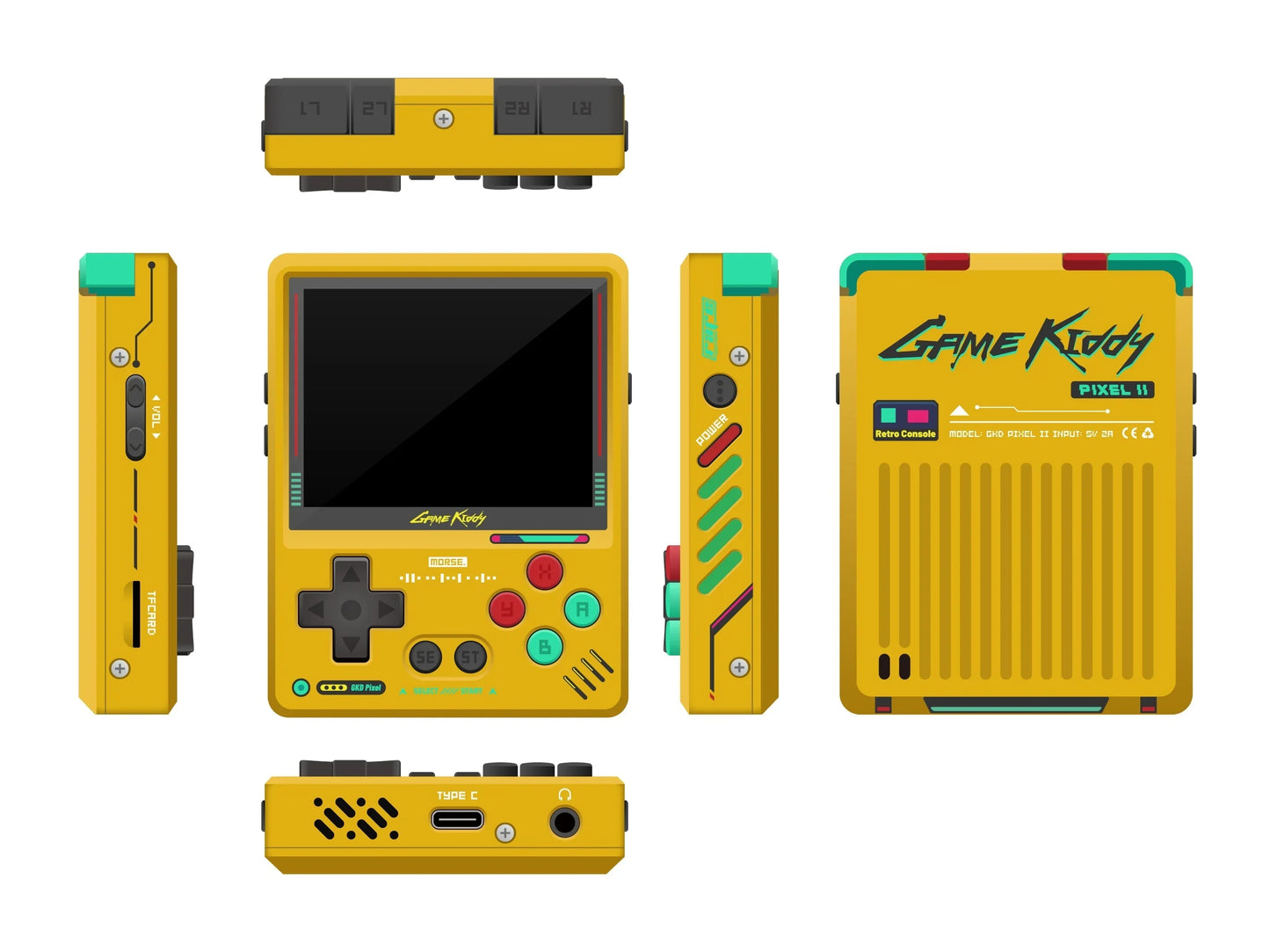 GKD Pixel2 Retro Handheld Game Console Portable Game Console 640x480Ips Rk3326s Metal CNC Body 2.4" IPS Screen Man Birthday Gift
