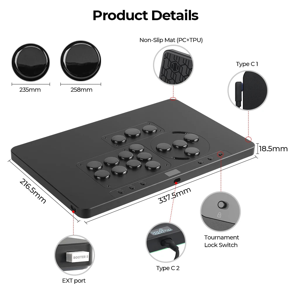 Haute42-COSMOX X Series Leverless Controller Replaceable Module Joystick Keyboard Arcade For PC/ Ps4 / Ps5 Switch Steam Hitbox