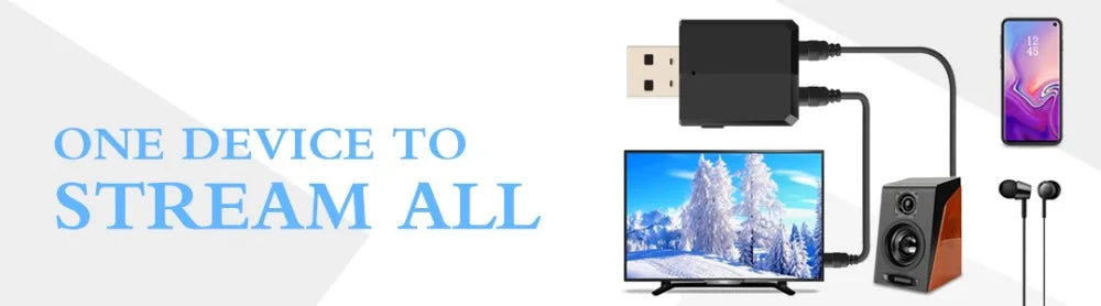 CMAOS USB Bluetooth 5.0 Transmitter Receiver 3 in 1 EDR Adapter Dongle 3.5mm AUX for TV PC Headphones Home Stereo Car HIFI Audio