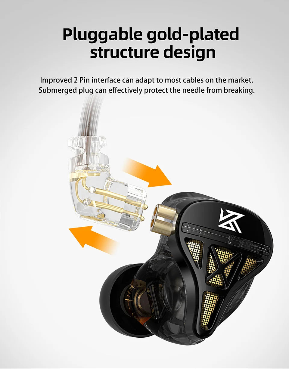KZ DQS Metal Wired Earphones In Ear Monitor Earbuds Headset HiFi Sport Game Music Headphones With Microphone Detachable Cable