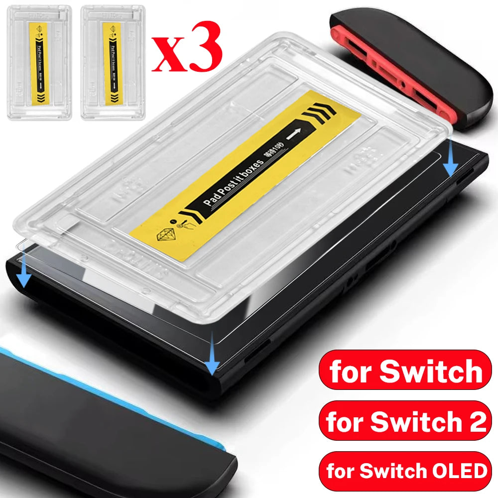 Tempered Glass Screen Protector for Switch/Switch OLED/Switch 2 Anti-scratch Tempered Film with Easy Install Kit for Switch2 NS2