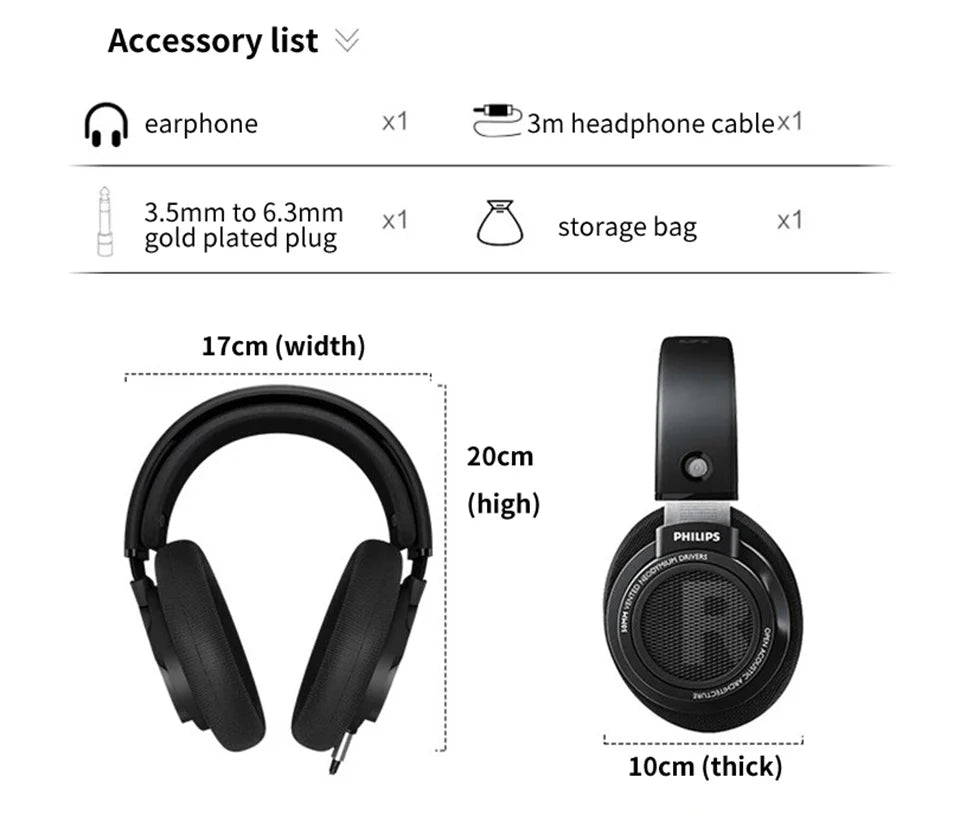 Philips SHP9500 HiFi Precision Stereo Headphones for Music Mobile Computer Gaming Open HD Mic Call Wired Headset Original 100%