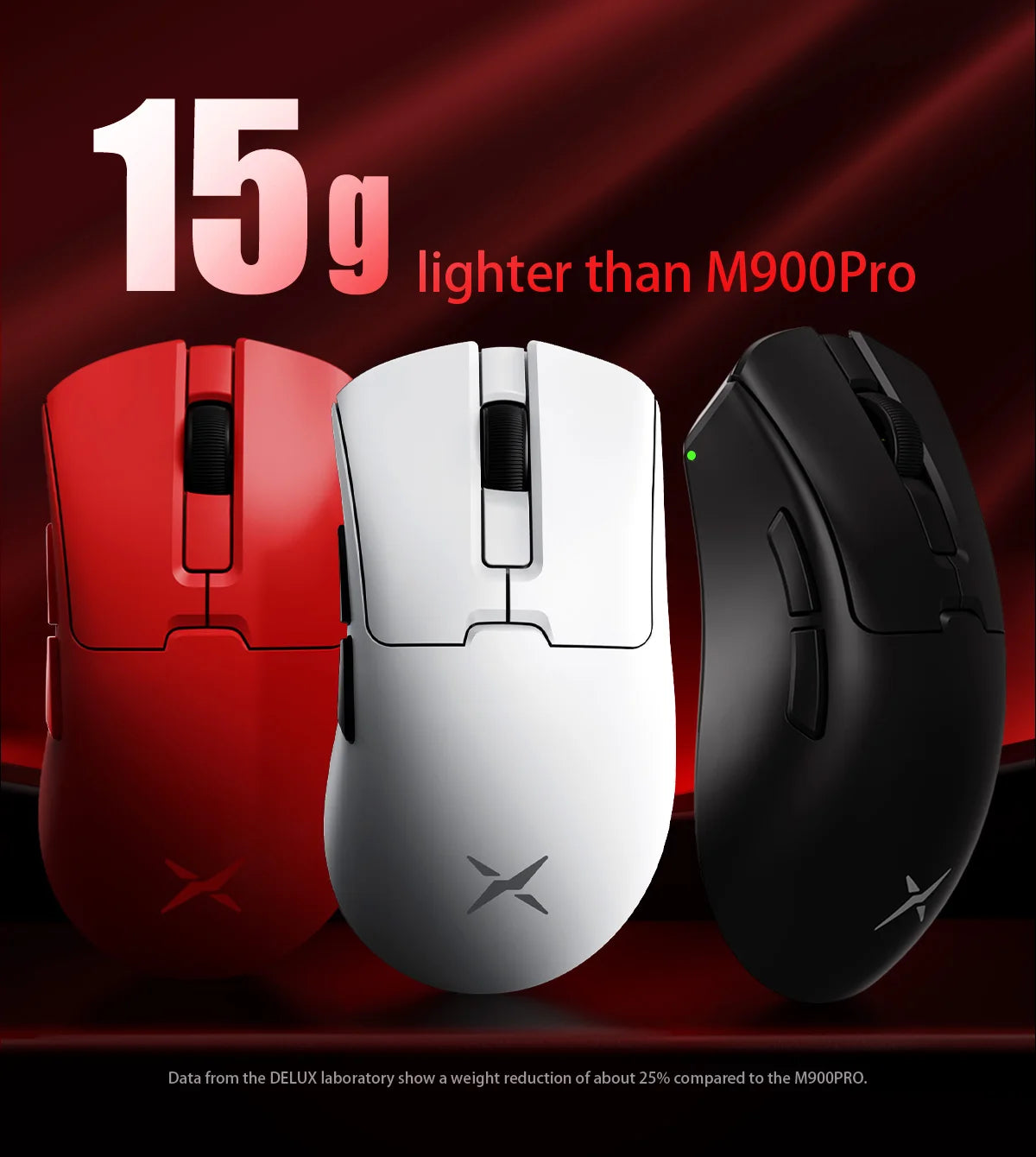 Delux M900PRO Ultra-light Version Wireless Gaming Mouse Ergonomic 1K/8K Polling Rate 50g PAW3395 for Right Big Hand PC Laptop
