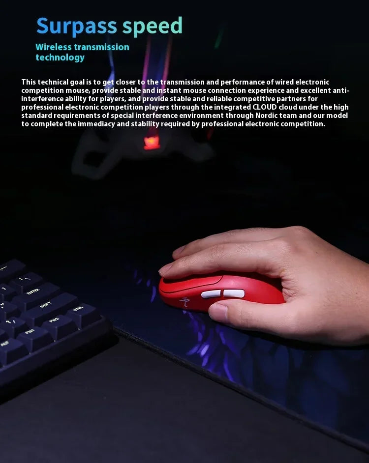 WAIZOWL OGM Cloud Gaming Mouse  Paw3395 Sensor Wireless Bluetooth Wired 3-mode Lightweight Mouse PC Gifts for Office  Gaming
