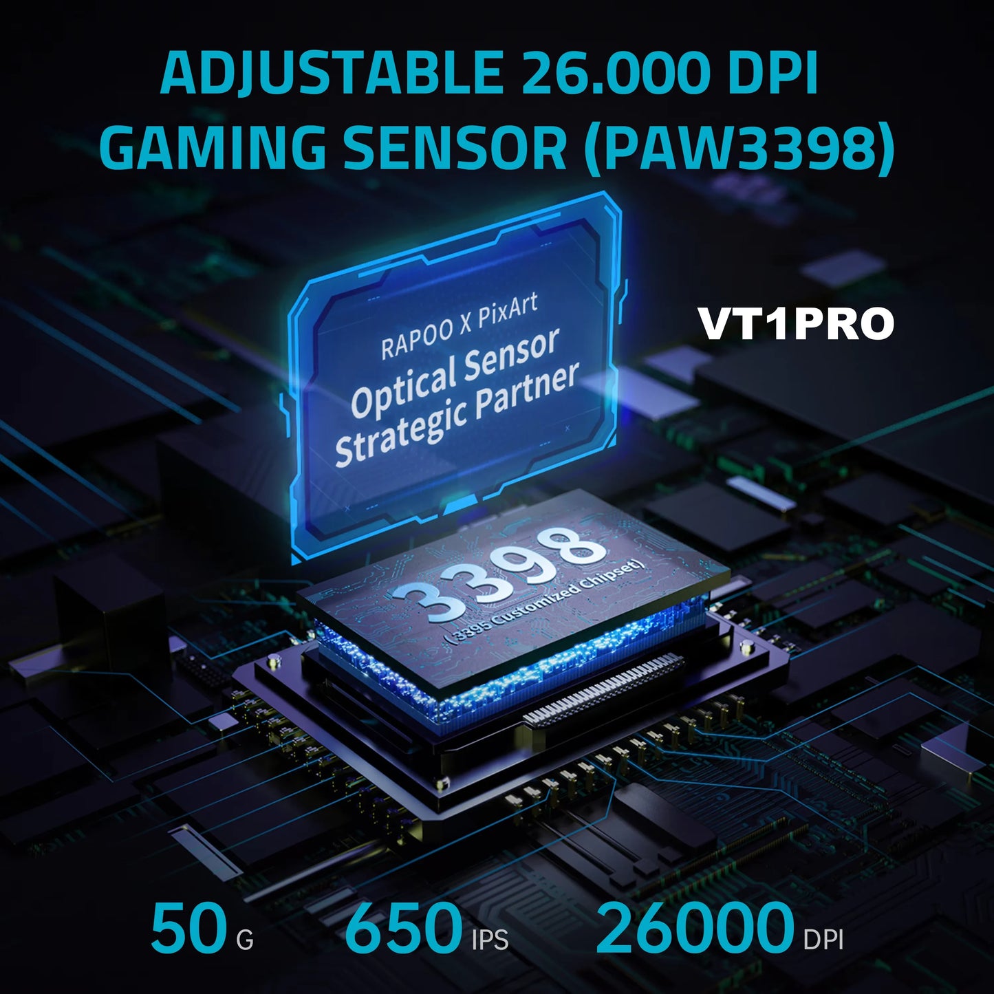 Rapoo VT1PRO/VT1PRO MAX/VT1Air MAX Wireless Gaming Mouse 8KHz Polling Rate 26000 DPI Optical Sensor for Small/Medium Size Hands