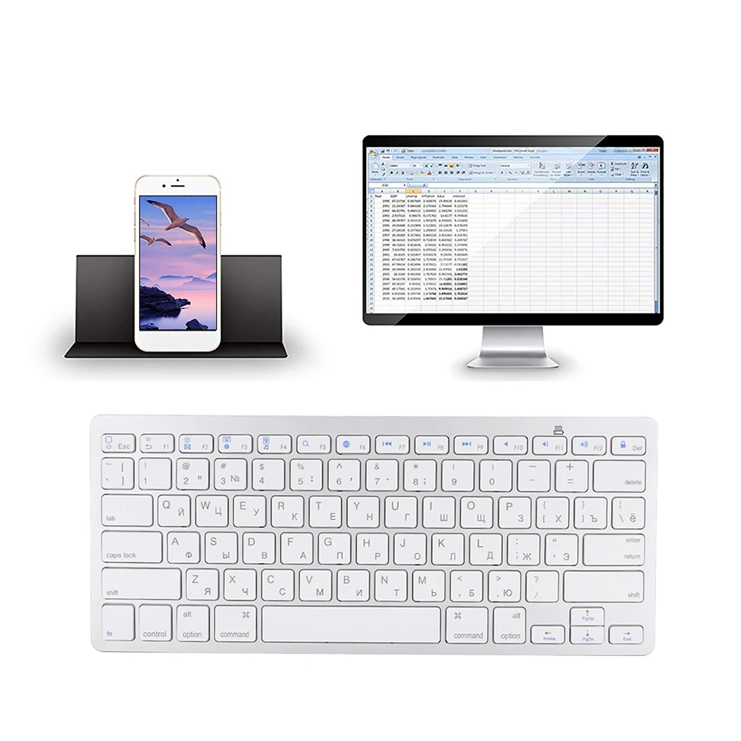 78 Key Keyboard Multi Functional Ultra Thin Russian Wireless Bluetooth Keyboard For Apple  WindowS Android Wireless Keyboard