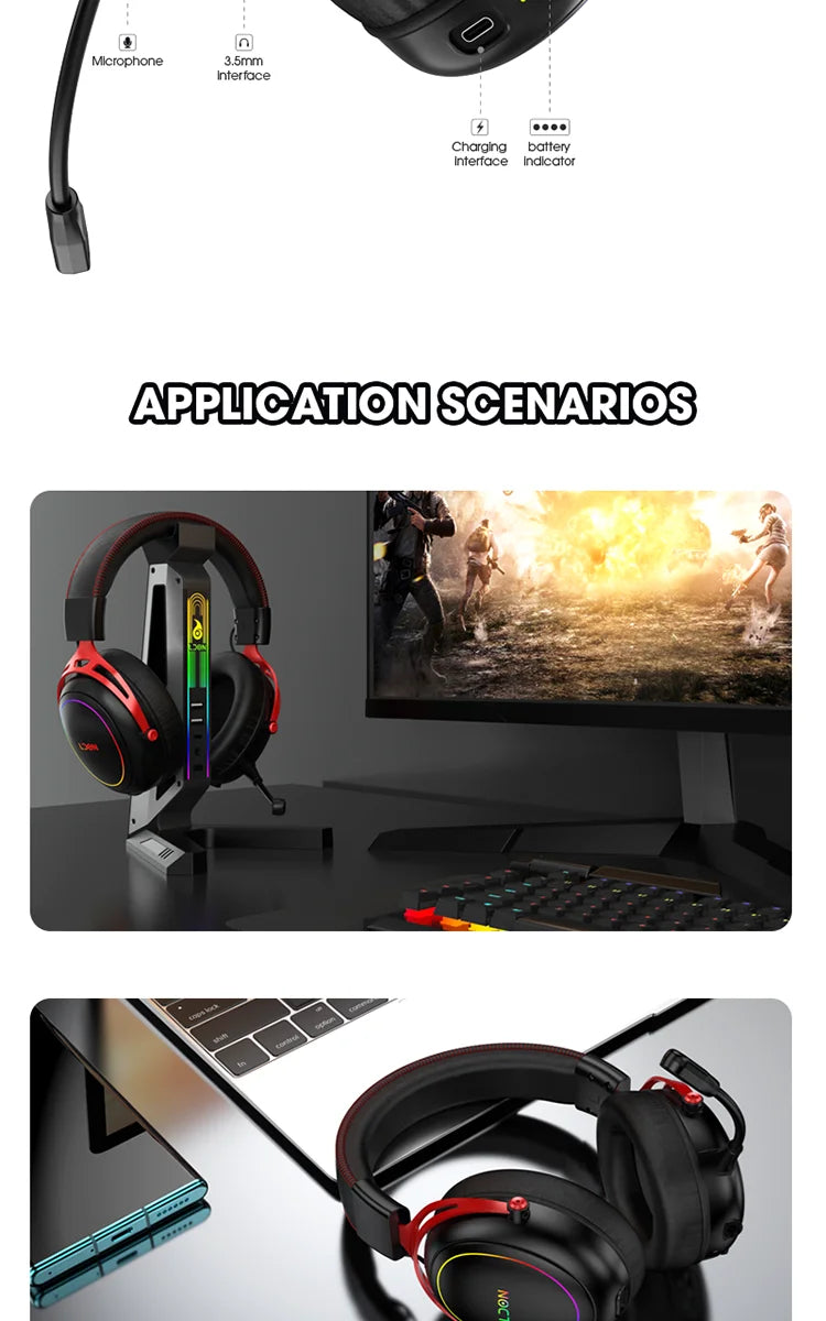 LDON F05Gaming Headset with RGB Noise Canceling Microphone 7.1 Surround Sound  for PS5 PS4 One PC Laptop Mac Computer PC