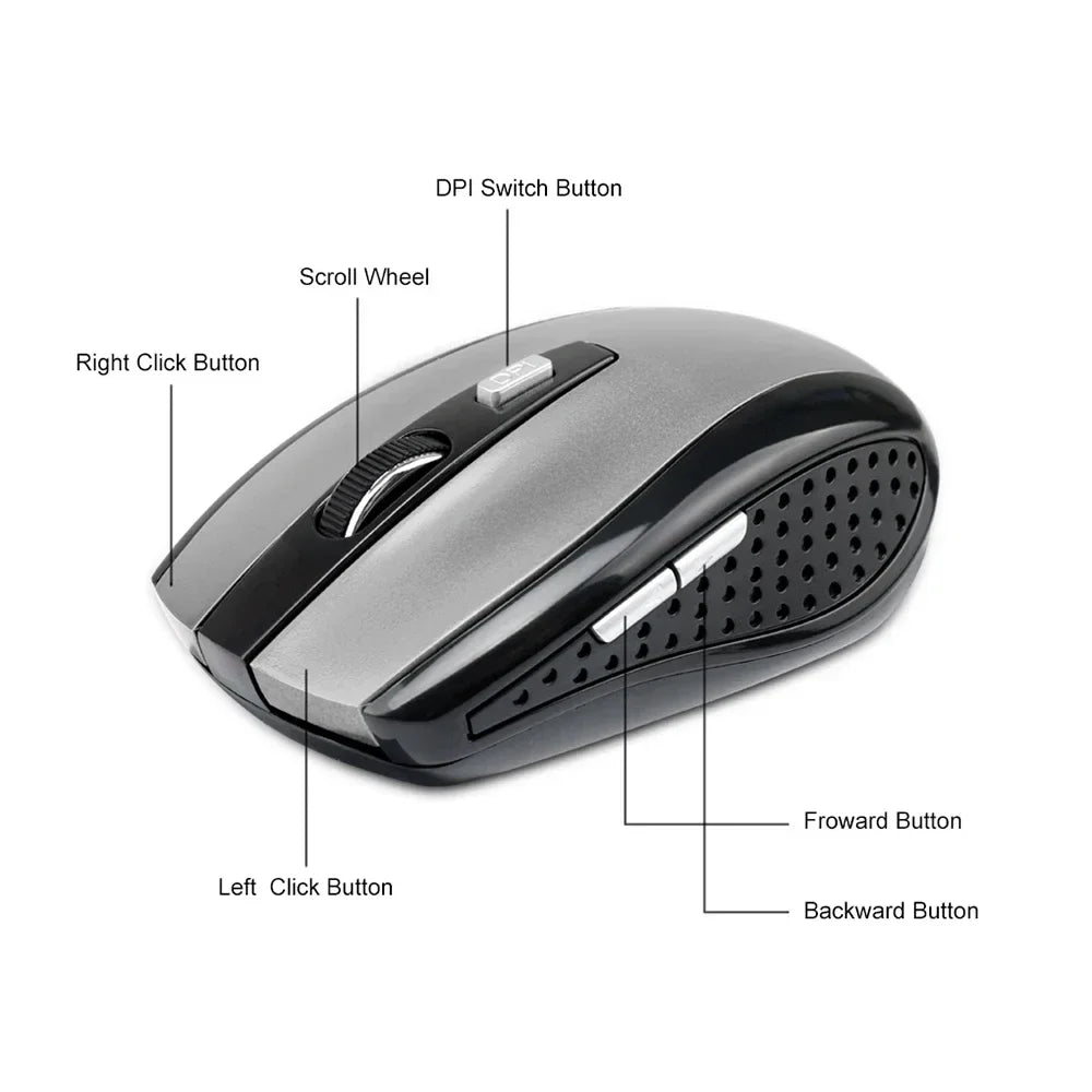 Computer Mouse Wireless USB Adjustable Gamer Gaming 6 Button Optical  2.4 USB Receiver for Computer PC Accessories