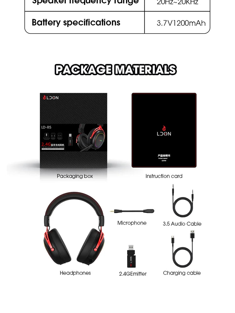 LDON F05Gaming Headset with RGB Noise Canceling Microphone 7.1 Surround Sound  for PS5 PS4 One PC Laptop Mac Computer PC