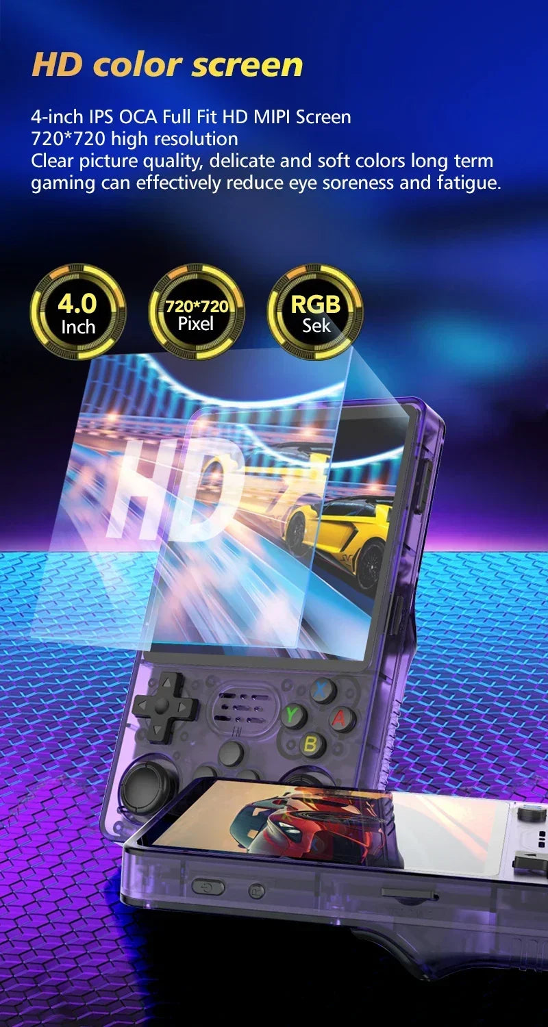 【Hot Sale】4" IPS Retro Handheld Game Console R36Plus, Dual-RAM 1G Chip, ARKOS 2.0 for 15,000+ Games, Portable Gaming for PSP/N64