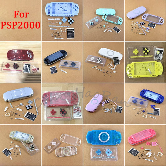1SET For PSP 2000 Full Housing Shell Cover Case with Button Kit Replacement Label Sticker Top Bottom Faceplate for PSP2000 Game
