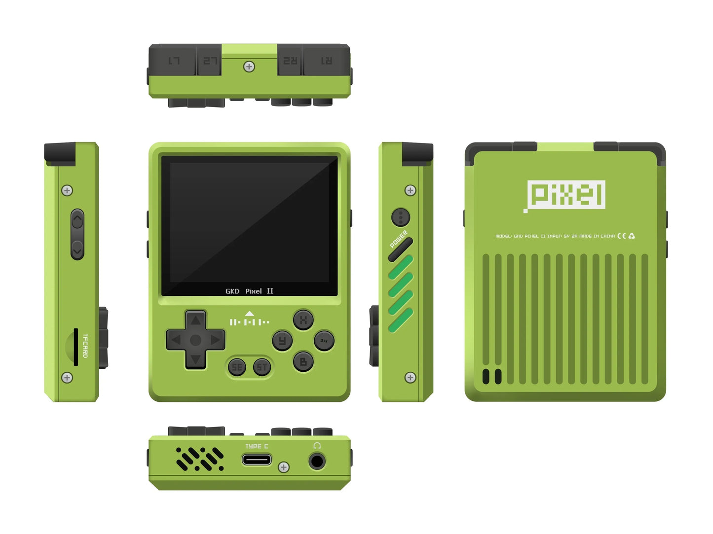 GKD Pixel2 Retro Handheld Game Console Portable Game Console 640x480Ips Rk3326s Metal CNC Body 2.4" IPS Screen Man Birthday Gift