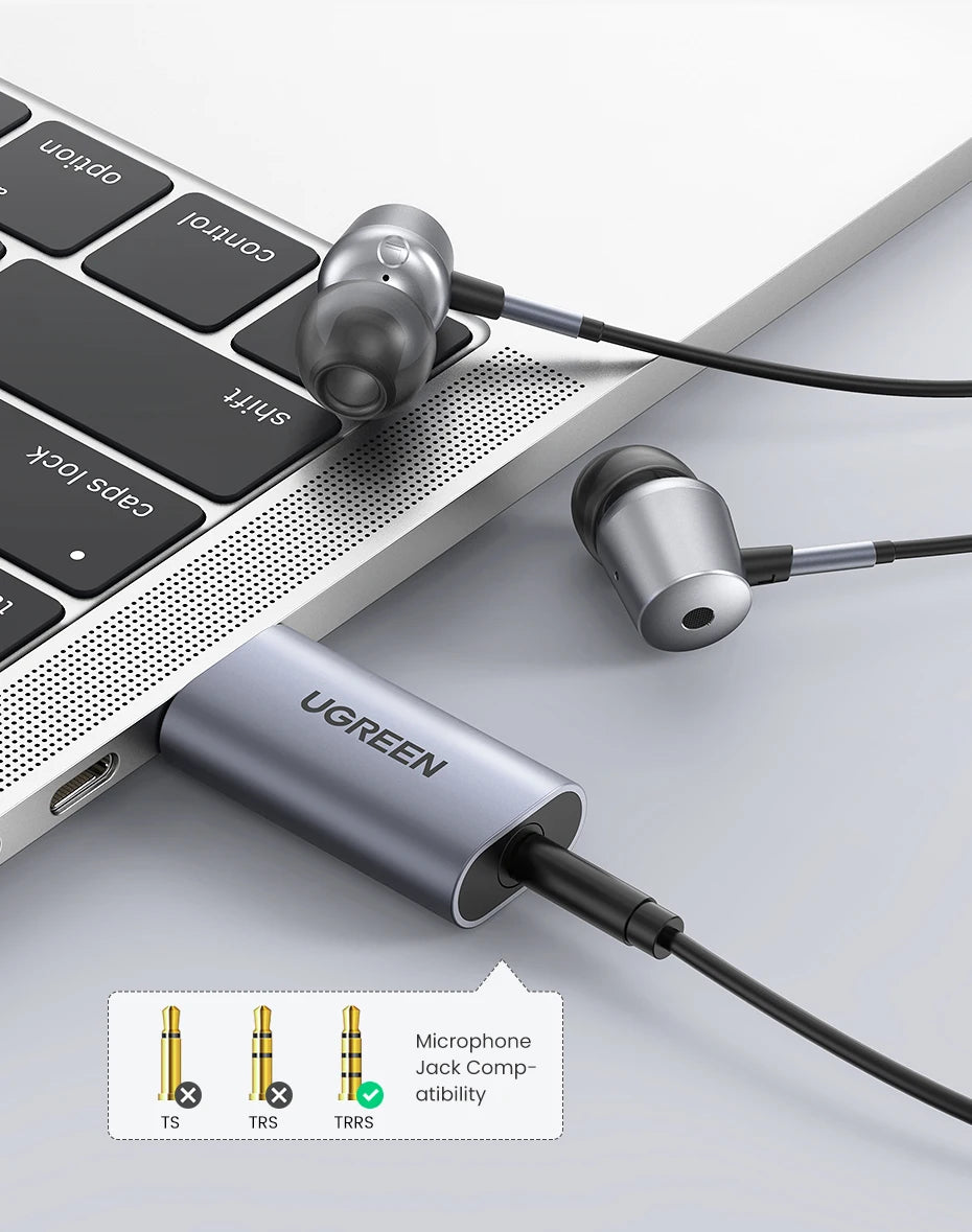 UGREEN USB Sound Card Audio Interface USB Sound Card for Laptop PC PS4 Earphone Microphone Audio Card USB External Sound Card