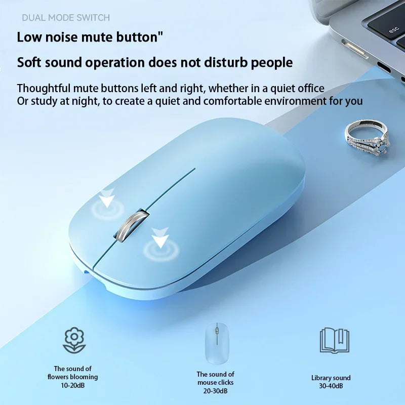 2025 NEW Bluetooth Wireless Mute Mouse Dual Mode Dpi Adjustable 2.4g Type C Rechargeable Ergonomic Portable Office Mouse