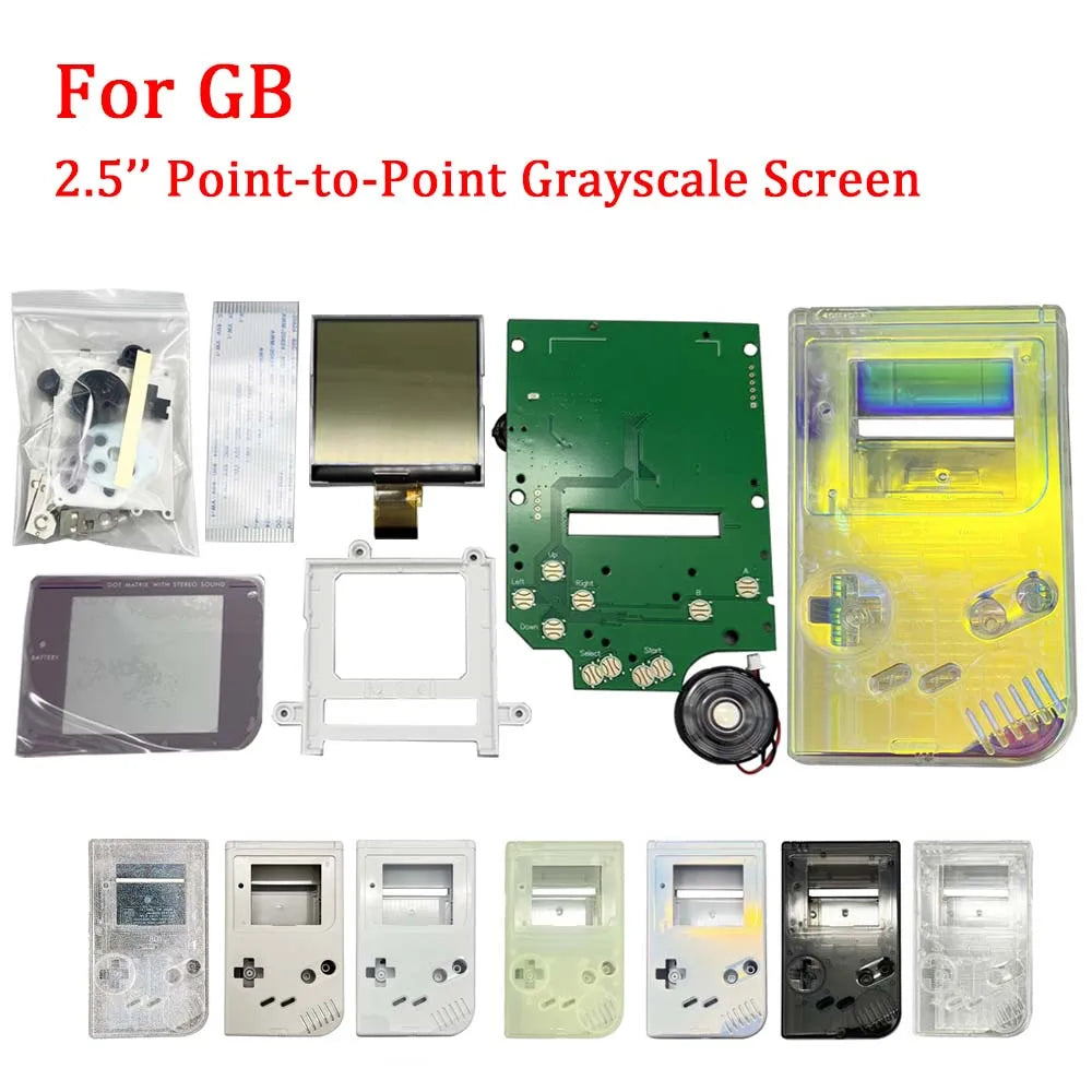2.5" Grayscale IPS LCD ScreenKits for GameBoy GB DMG Original Size Pixel-Perfect High-Brightness LCD, No Shell Cutting Required