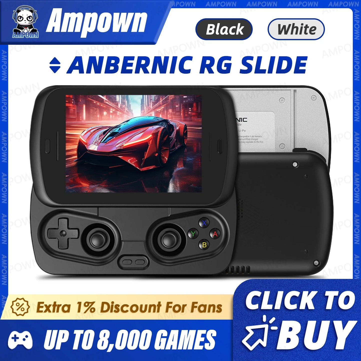 ANBERNIC RG Slide Video Game Consoles 4.7'' LTPS InCell 120Hz Touchscreen DP Output Unisoc Processor Android 13 AI-enabled Gifts